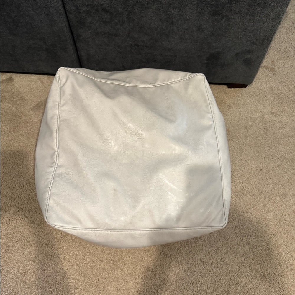 Gray Gathre Square Pouf Ottoman cover